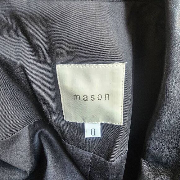 Mason womens Sz 0 black 100% lambskin contrast blazer - Picture 7 of 8